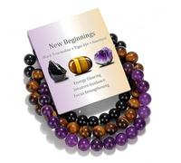 WEIZAIJY Crystal Beaded Bracelet for Women 3 Pack - Natural Stone Chakra Healing Bracelets for Anxiety & Stress Relief, Meditation Yoga Gifts