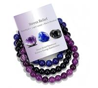 WEIZAIJY Crystal Beaded Bracelet for Women 3 Pack - Natural Stone Chakra Healing Bracelets for Anxiety & Stress Relief, Meditation Yoga Gifts