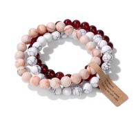 WEIZAIJY Crystal Beaded Bracelet for Women 3 Pack - Natural Stone Chakra Healing Bracelets for Anxiety & Stress Relief, Meditation Yoga Gifts