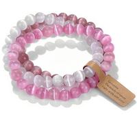 WEIZAIJY Natural Stone Bracelet Set 3 Pack - 8mm Crystals Stretch Elastic for Chakra Balancing, Protection & Spiritual Gift - Includes Elegant Gift Box - Meditation Yoga for Women Men