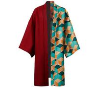 WeizhaonanCos Mens Tomioka Giyuu Cosplay Costume Anime Haori Halloween Outfit Robe Kimono, Red, Large