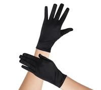 WEIZHENG 1 Pair Women's Short Satin Gloves, Opera Gloves, Costume Gloves for Weddings, Tea Parties, Dances and Parties(Black)