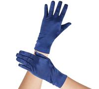 WEIZHENG 1 Pair Women's Short Satin Gloves, Opera Gloves, Costume Gloves for Weddings, Tea Parties, Dances and Parties(Navy)
