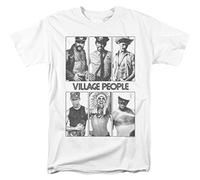 WEIZHINA Men's Village People Panels T Shirt White S