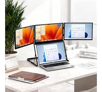 WEIZIIA Portable Foldable Triple Monitor, Laptop Screen Extender, 15.6" Fhd 1080P IPS Foldable Triple Monitor, HDMI/USB-C N Play, 12-18.5in Laptop Compatible with Mac/Windows/Linux