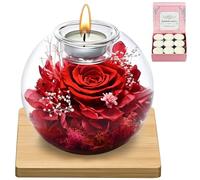 WEIZIWAN Gifts for Women, Eternal Preserved Real Rose,Forever Rose in Glass Dome with 18 Scented Candles (9 Rose,9 Vanilla), Mothers Day Valentine Christmas Birthday Gifts for Mum Girlfriend Wife