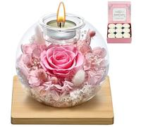WEIZIWAN Gifts for Women, Eternal Preserved Real Rose,Forever Rose in Glass Dome with 18 Scented Candles (9 Bergamot, 9 Rose), Mothers Day Valentine Christmas Birthday Gifts for Mum Girlfriend Wife