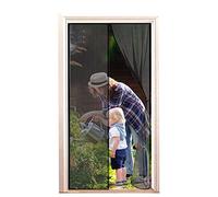 WEIZON Fly Screen Door 150 x 200 cm Top-to-Bottom Seal Instant Closure Walk Through Easily for Front French Sliding Doors (Black)