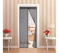 WEIZON Magnetic Door Curtain 120 x 250 cm Heavy Duty Mesh Curtain with Full Frame Hook and Loop Powerful Magnets That Snap Shut Automatically,Hands Free - Black