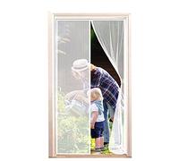 WEIZON Magnetic Screen Door 140 x 230 cm Curtain and Full Frame Hook&Loop Hands Free Pet and Kid Friendly (White)