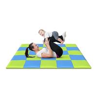 Weizzer Toys - Playmat for Children, Kids, Babies, Toddlers, and Parents - Memory Foam Soft Cushioned Activity Play Mat Squared 148 x 148 cm - Blue and Green