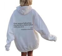 WEJDYKG Dear Person Behind Me Hoodie, You Are Enough Hoodie, Pullover Hoodie loose Graphic Sweatshirts for Women (White,Medium)