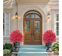 WEJIUAFB 1.97FT Artificial Cedar Topiary Ball Trees with Ground Spike 2pcs UV Resistant Faux Shrubs & Bushes Potted Plants for Outdoor Indoor Front Porch Garden