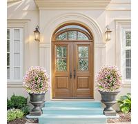 WEJIUAFB 1.97FT Artificial Cedar Topiary Ball Trees with Ground Spike 2pcs UV Resistant Faux Shrubs & Bushes Potted Plants for Outdoor Indoor Front Porch Garden