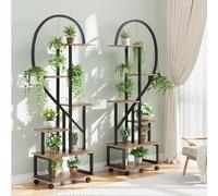 WEJIUAFB 2 Pack Tall Plant Stand, 6 Tier Metal Indoor Plant Shelf with Detachable Wheels Half Heart Shape Display Rack with Drawers Large Plant Display Stand for Home Patio Lawn Garden Balcony, 172cm