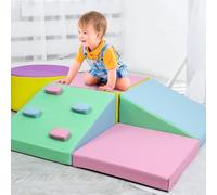 WEJIUAFB 5-Piece Baby Soft Play Set, Foam Playground for Toddlers, Indoor Active Play Equipment for Climbing Crawling Sliding Building Blocks for Kids Sensory Motor Skills, Montessori Activity Toys