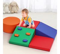 WEJIUAFB 5-Piece Baby Soft Play Set, Foam Playground for Toddlers, Indoor Active Play Equipment for Climbing Crawling Sliding Building Blocks for Kids Sensory Motor Skills, Montessori Activity Toys