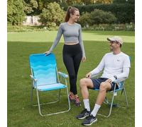 #WEJOY Folding Beach Chairs Lightweight Portable Garden Chair with Armrest Sturdy High Back Camping Chair for Outdoor Fishing Festival CYAN/WHITE