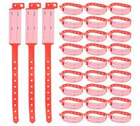WEKADRIN 100Pcs Disposable Medical Id Wristbands for Adults, Red Hospital Identification Bands Writable Admission Information, Nursing Wristbands for Patient Healthcare
