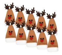 WEKADRIN 10pcs Elk Wine Bottle Cap Christmas Wine Toppers for Caps Reindeer Bottle Covers Decorations Christmas Drink Toppers Xmas with Brown Cloth