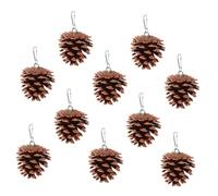 WEKADRIN 10pcs Pine Cone Bird Hanging Plaything Natural Coffee Colour Lightweight Parrot Cage Toy for Grinding Beak and Easy to Carry Bird Foraging