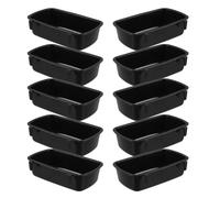WEKADRIN 10Pcs Small Rectangular Hanging Pet Food Bowls for Cage Feeding, Plastic Shallow Bird and Small Animal Feeder Bowls, Black Rabbit and Hamster Crate Water Dish Set