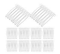 WEKADRIN 10pcs Stainless Steel Hair Combs 7 Teeth, Metal French Twist Side Combs for Wedding, Bridal Veil, DIY Hair Styling Accessories for Women and