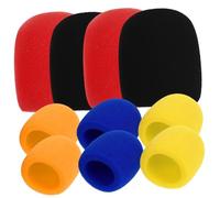 WEKADRIN 10Pcs Thickened Microphone Windscreen Covers for Handheld Stage Mics Noise-reducing Sponge Caps in Red Orange Black Yellow Fits Standard Karaoke Dj Microphones