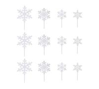 WEKADRIN 12PCS Acrylic Christmas Snowflake Cake Toppers White Cupcake Picks Christmas Cake Decor for New Year Party