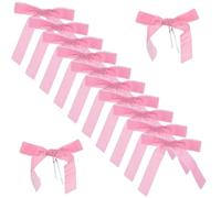 WEKADRIN 12pcs Pink Fabric Bow Drink Markers Reusable Ribbon Bow Charms for Wine Glasses Party Decorations Christmas Tree Wreaths Bachelorette Weddings and Birthday Events
