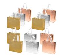 WEKADRIN 12pcs Reusable Bags Multi-color Non-woven Packaging Pouches with Rose Gold Gold Silver Aluminum Foil Finish Large Capacity for Party Presents and Treats