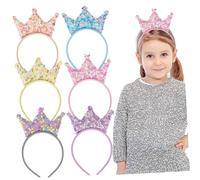 WEKADRIN 12Pcs Sequin Crown Hairbands Glitter Princess Headbands for Birthday Party Fancy Dress Masquerade Carnival Accessories in Pink Blue Yellow Coral Violet