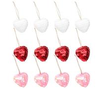 WEKADRIN 12Pcs Small Heart-Shaped Hanging Ornaments, Red Pink White Loving-Heart Pendants for Valentine'S Day and Christmas Party Decoration, 4Cm Love-Themed Home Décor Accents