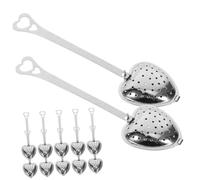 WEKADRIN 12pcs Stainless Steel Loose Tea Filter Infuser with Long Handle Heart-Shaped Strainer Spoon for Brewing Tea Leaves Portable Lightweight