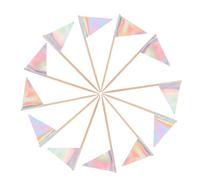 WEKADRIN 12pcs Triangle Toothpick Flags for Cake Cupcake Dessert Toppers Sturdy Silver Picks for Fruit Platters Appetizers Reliable Party Decorations for Birthdays Weddings