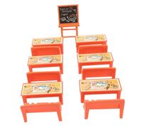 WEKADRIN 13pcs Mini Classroom Model with Desk Chair Blackboard Pretend School Play Decoration for Dollhouse Photography Prop Compact Mini Landscape Adornment