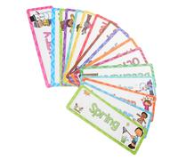 WEKADRIN 16pcs English Flash Cards for Monthly and Seasonal Vocabulary Learning Teacher Teaching Tools for Kindergarten Classroom Decoration Language Skills with Easy to Use Educational
