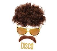 WEKADRIN 1set Disco Costume Accessories Wig Sunglasses and Chain Necklace for Parties and Events Random Style Disguise Outfit for Halloween Themed Parties and Photo Props