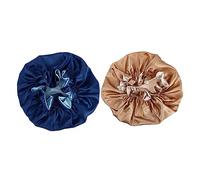 WEKADRIN 1set Satin Sleep Caps for Women Double-layer Elastic Sleep Hats Lightweight Breathable for Curly Hair Braids Travel-friendly Design