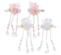 WEKADRIN 2 Pairs Hanfu Hair Clips for Lightweight Tassel Flower Barrettes Princess Costume Accessories for Cosplay and Daily Wear in Fantasy Blue and Pink Colors