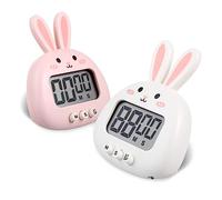 WEKADRIN 2 Pcs Cartoon Bunny Digital Timer Magnetic Countdown Timers with Hidden Stand for Cooking Baking Study Management and Fitness Use