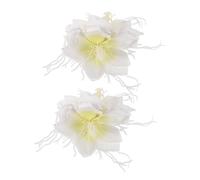 WEKADRIN 2 Pcs Hawaiian Style Flower Hair Clips Lightweight Handmade Dragon Beard Material Tropical Floral Hairpin Barrettes for Women Beach Vacation Accessories