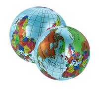 WEKADRIN 2 Pcs Inflatable Globe Balls Colorful World Map Educational for Portable Geography Learning Tool Easy to Inflate and Carry