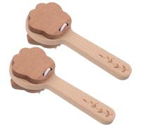 WEKADRIN 2 Pcs Wooden Paw-shaped Castanets with Long Handle Musical Clapper Hand Percussion for Solid Wood Rhythm Instrument for Coordination Development and Group Music Activities