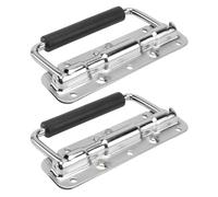 WEKADRIN 2 Pieces Folding Flight Case Handles with Spring, Chrome-Plated Shell-Free Tool Case Knobs 140x80x43mm, Silver Folding Instrument Handles for Industrial Boxes and Toolkits