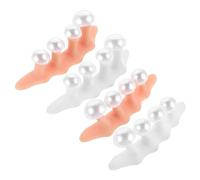 WEKADRIN 2 Sets Silicone Toe Separators for Women Soft Flexible Toe Spreaders with Pearl Beads Decor Non Slip Lightweight Nail Art Tools for Pedicure at Home Salon