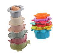 WEKADRIN 2 sets Stacking Cups Learning Montessori Educational Fish Shape for Fine Motor Skills Development Parent Interactive Bonding and Early Childhood Fun