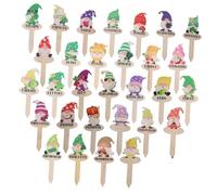 WEKADRIN 2 Sets Wooden Gnome Plant Labels Set with Cartoon Design for Garden Lovers Indoor Outdoor Potted Plants Herb Vegetable Markers Decorative Lawn Ornaments