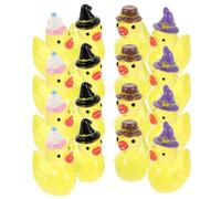WEKADRIN 20pcs Glow-in-the-dark Mini Resin Duck Figurines Set with Brown, Birthday, Black Enchanted Hats, Colorful Luminous Animal Decorations for Garden, Dollhouse Party Favors