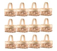WEKADRIN 20pcs Mini Basket Decor Picnic Baskets Farmhouse Wood Beige